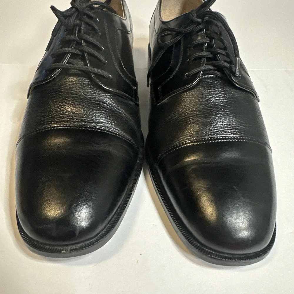 Giorgio Brutini Oxford Dress Shoe Mens 9 1/2 Black Leather Cap Toe Lace Up